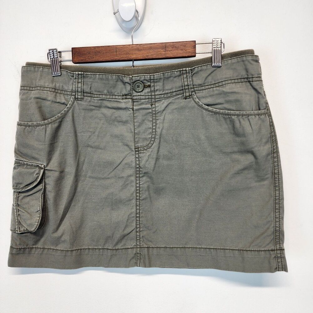 Joe Mini Cargo Skirt Size M 32" Green Low Rise Elastic Waist Grunge Vintage Y2K
